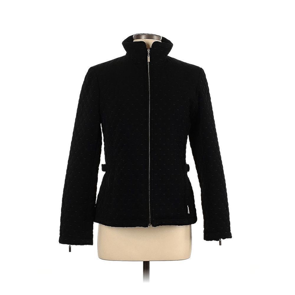 Gallery Women's Black Quilted Jacket Coat Size Small